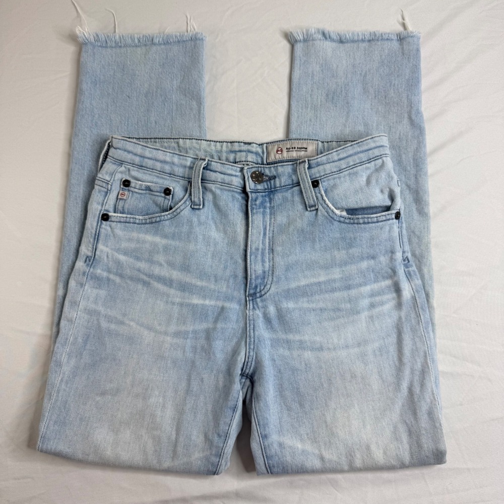AG Adriano Goldschmied Light Wash Raw Hem Straight Leg Jeans 27R JRN1753RH26YSAN